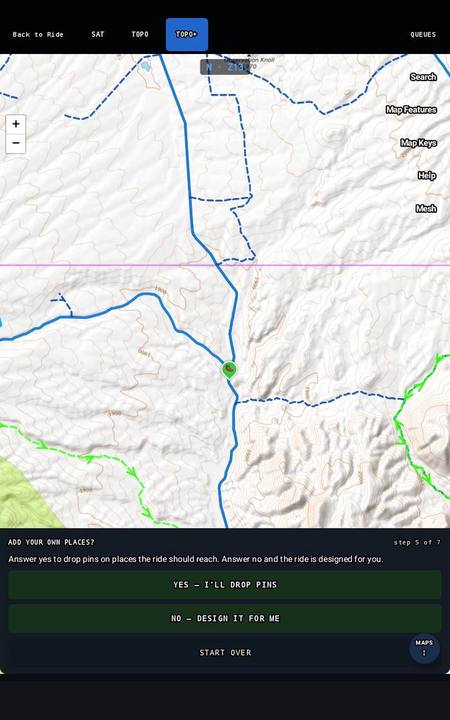 Places the ride should reach, marked on the map