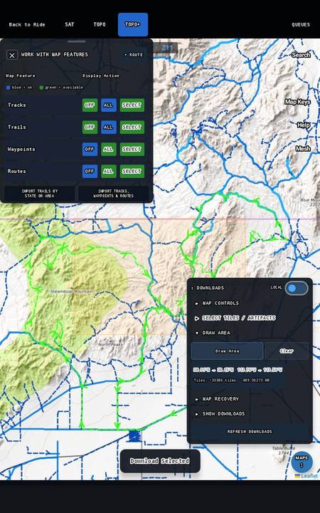 Selecting an area on the map to load
